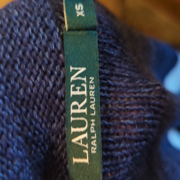 Lauren Ralph Lauren Striped Linen Cotton Cardigan Navy Cream Preppy XS - Picture 5 of 8